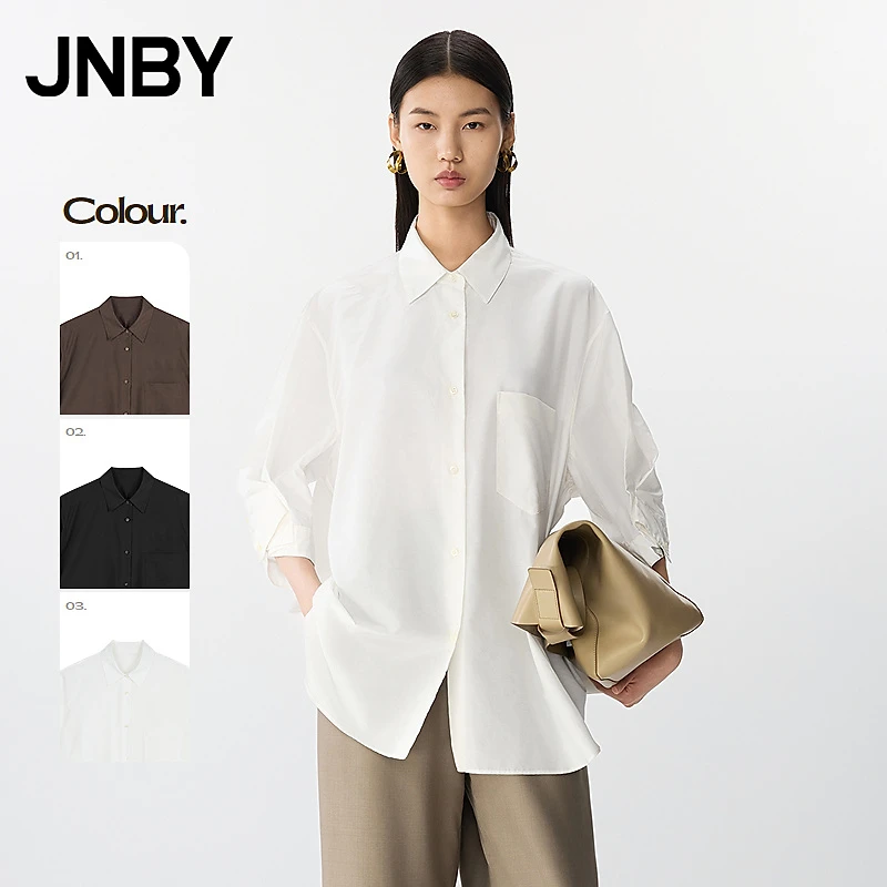 【商场同款】JNBY/江南布衣25夏新品衬衫七分袖衬衫领5P4214850