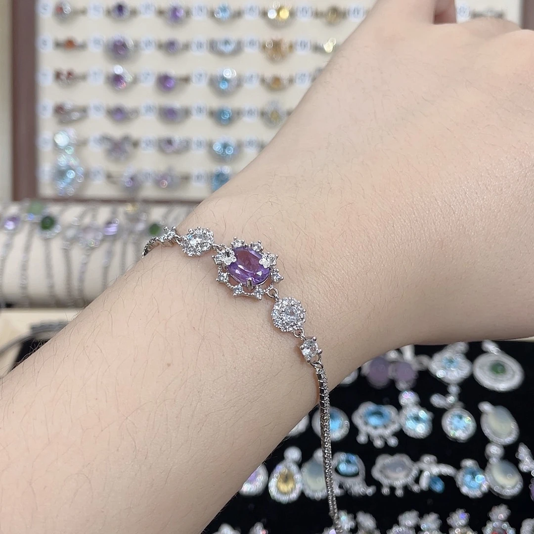 手链紫晶银S925镶嵌