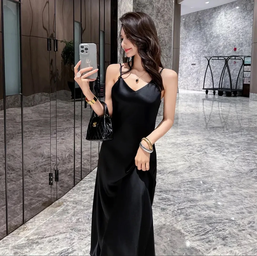 『肩带可调节+送飘带』鱼尾裙春夏季醋酸缎面轻奢高级感气质鱼尾裙