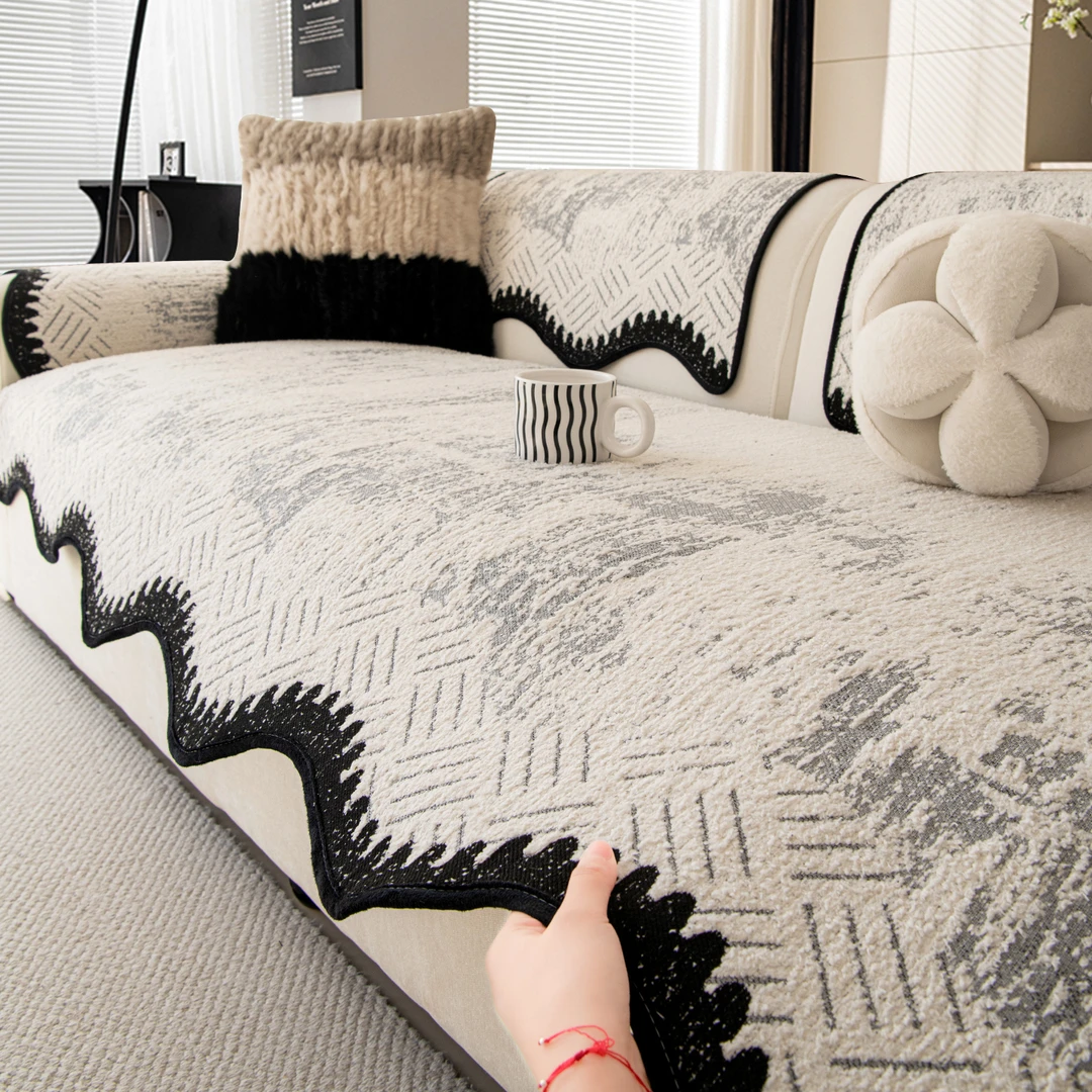 现代简约异形毛绒沙发垫2025冬季新款固定防滑防猫抓皮沙发坐垫子