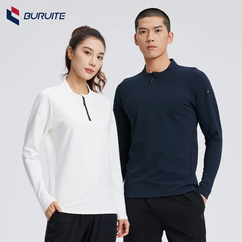 健身衣服男女秋冬季长袖速干衣户外宽松立领半拉链运动训练跑步服