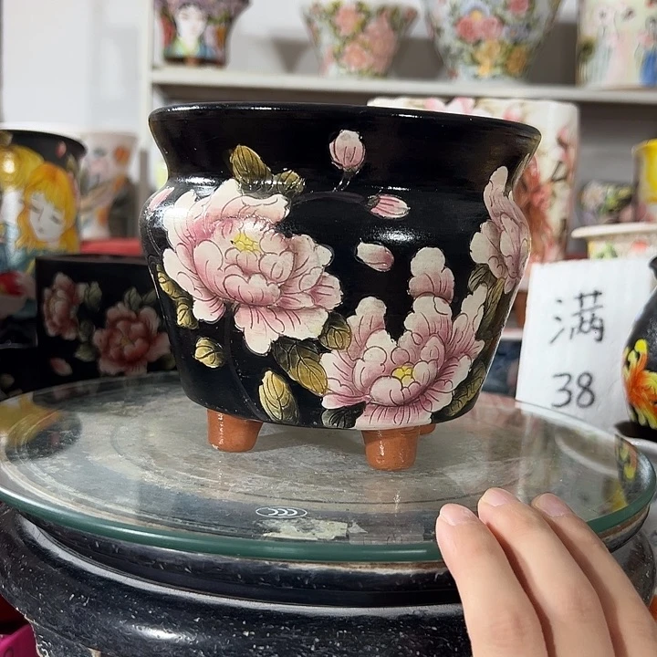 景德镇手绘花盆幸运花盆