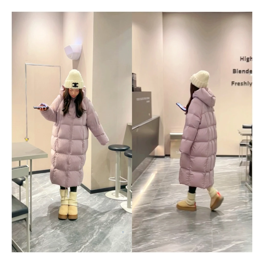 【肉肉ooo】冬韩版连帽中长款软糯阔版显瘦羽绒服