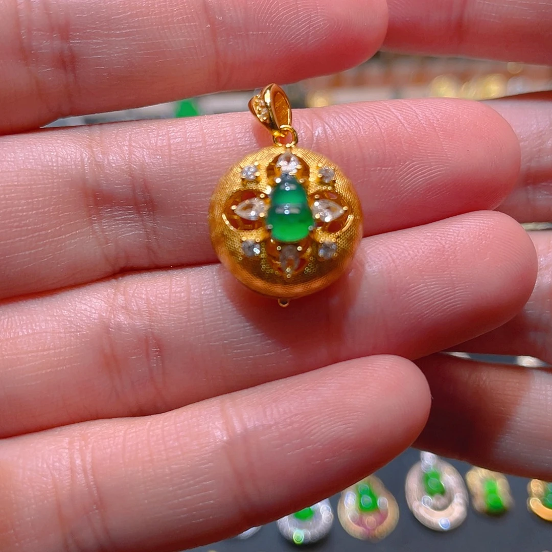 翡翠银S925镶嵌吊坠(不含链)