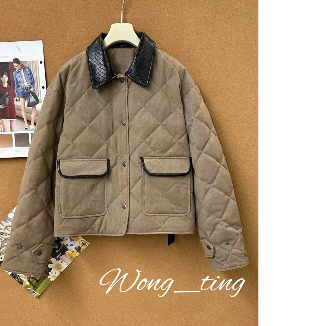 Wong_ting小众设计师撞色巴恩风加厚保暖羽绒外套35904