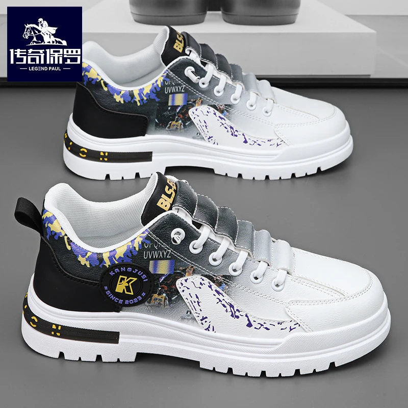 传奇保罗潮牌男鞋2025新款百搭一脚蹬休闲板鞋秋冬男士运动小白鞋