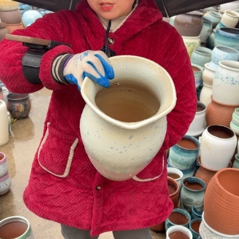 口20高32瑕疵口裂盆子