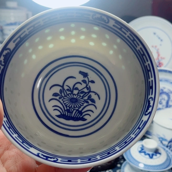 青花玲珑5.5寸饭碗兰花