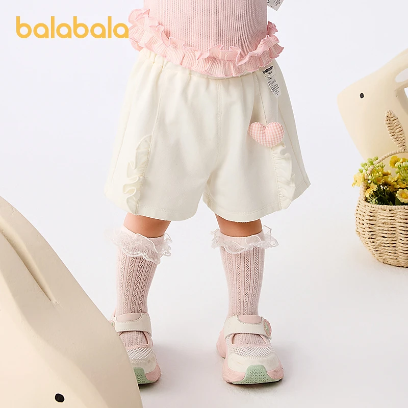 巴拉巴拉婴儿裤子宝宝短裤女童薄款2025新款夏装外穿弹力舒适甜美