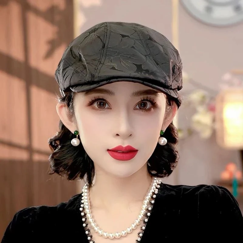 布塔时尚简约复古画家帽夏季大头围前进帽鸭舌帽报童帽女PT0737