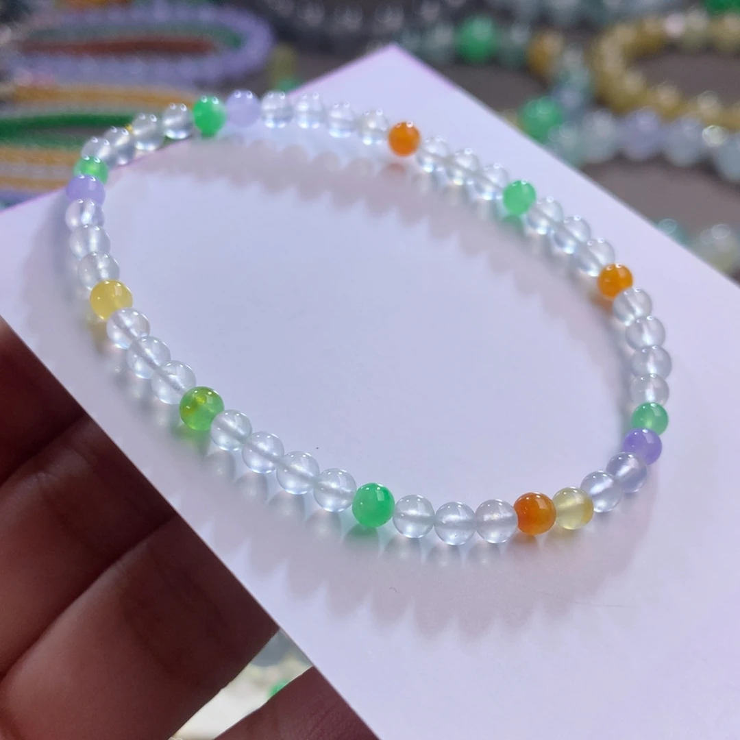 翡翠未镶嵌手链4 玻璃钢精品多宝小米
