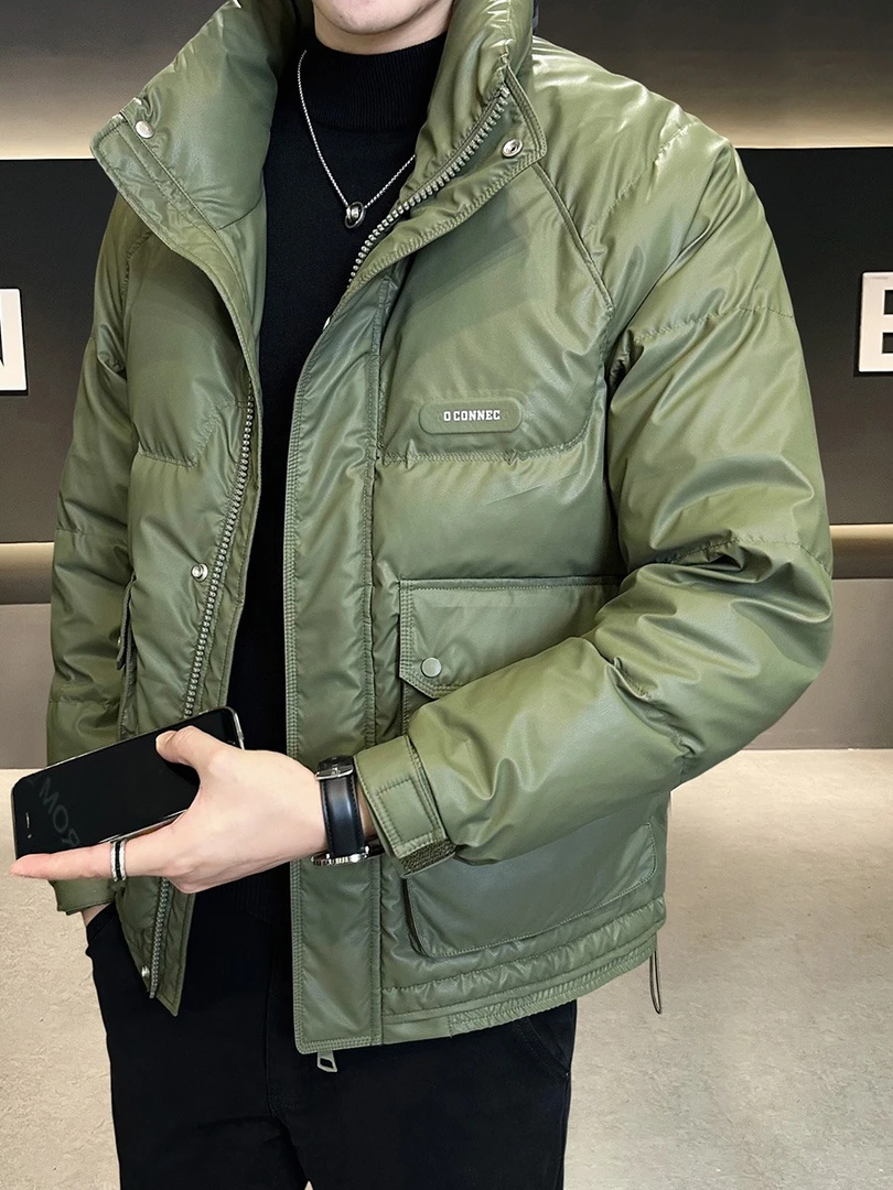 高端皮羽绒服男士冬季2025年新款青年短款冬装加厚立领外套