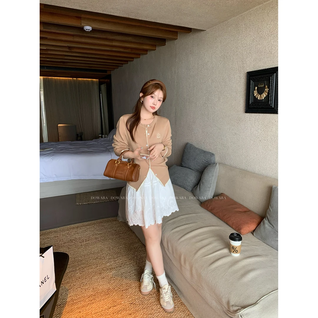 现货大婉酱微胖定制软糯毛衣开衫2025春季高级感针织衫上衣 7542D