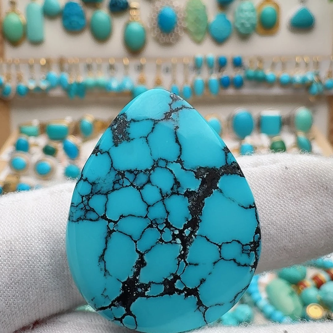 绿松石银S925镶嵌吊坠(不含链)