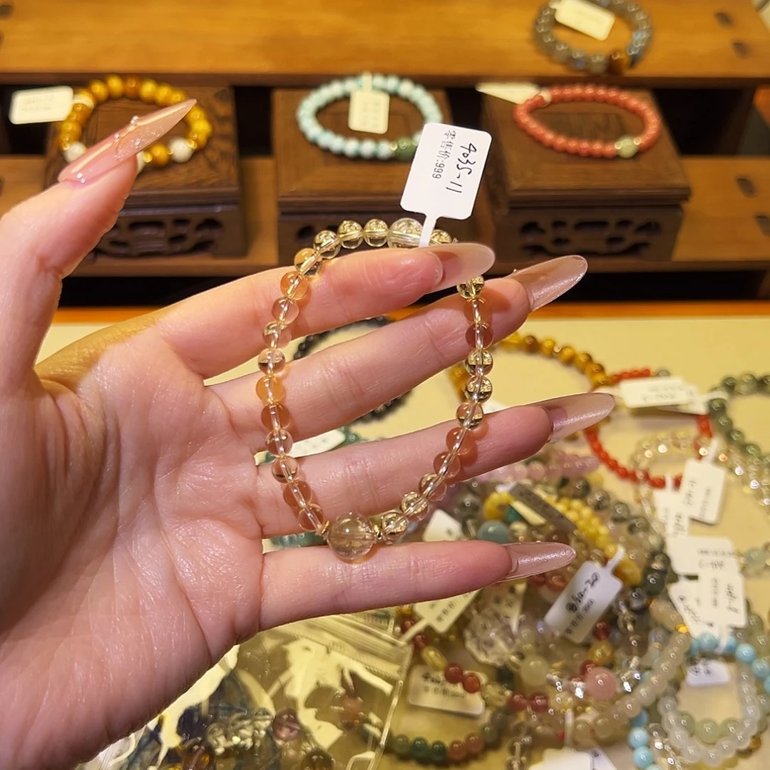 水晶手链银S925镶嵌黄水晶4035