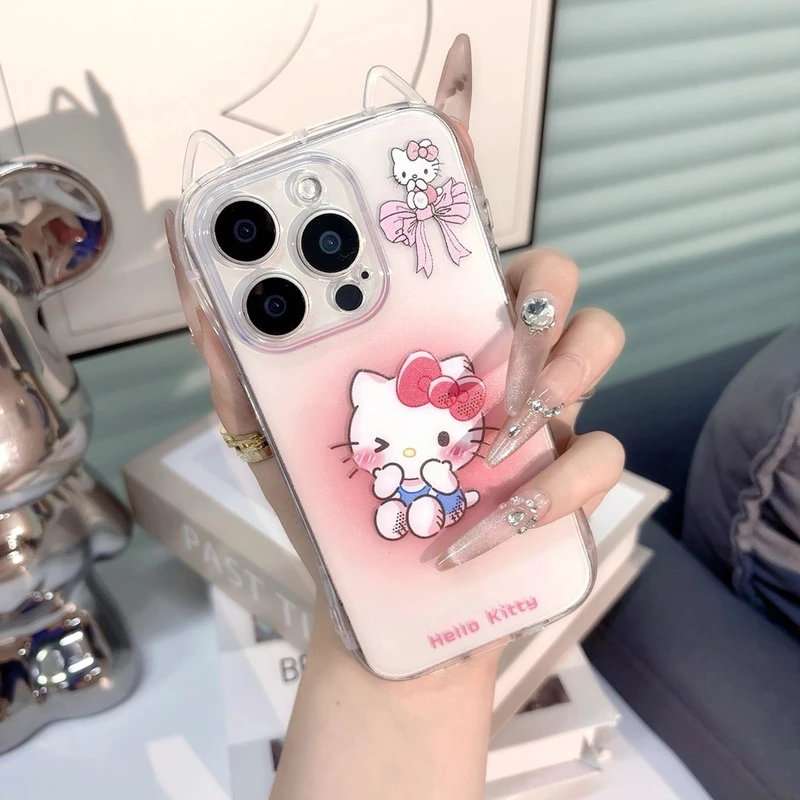 闺蜜KT猫耳朵适用苹果15/16promax手机壳iPhone13/14pro全包12套