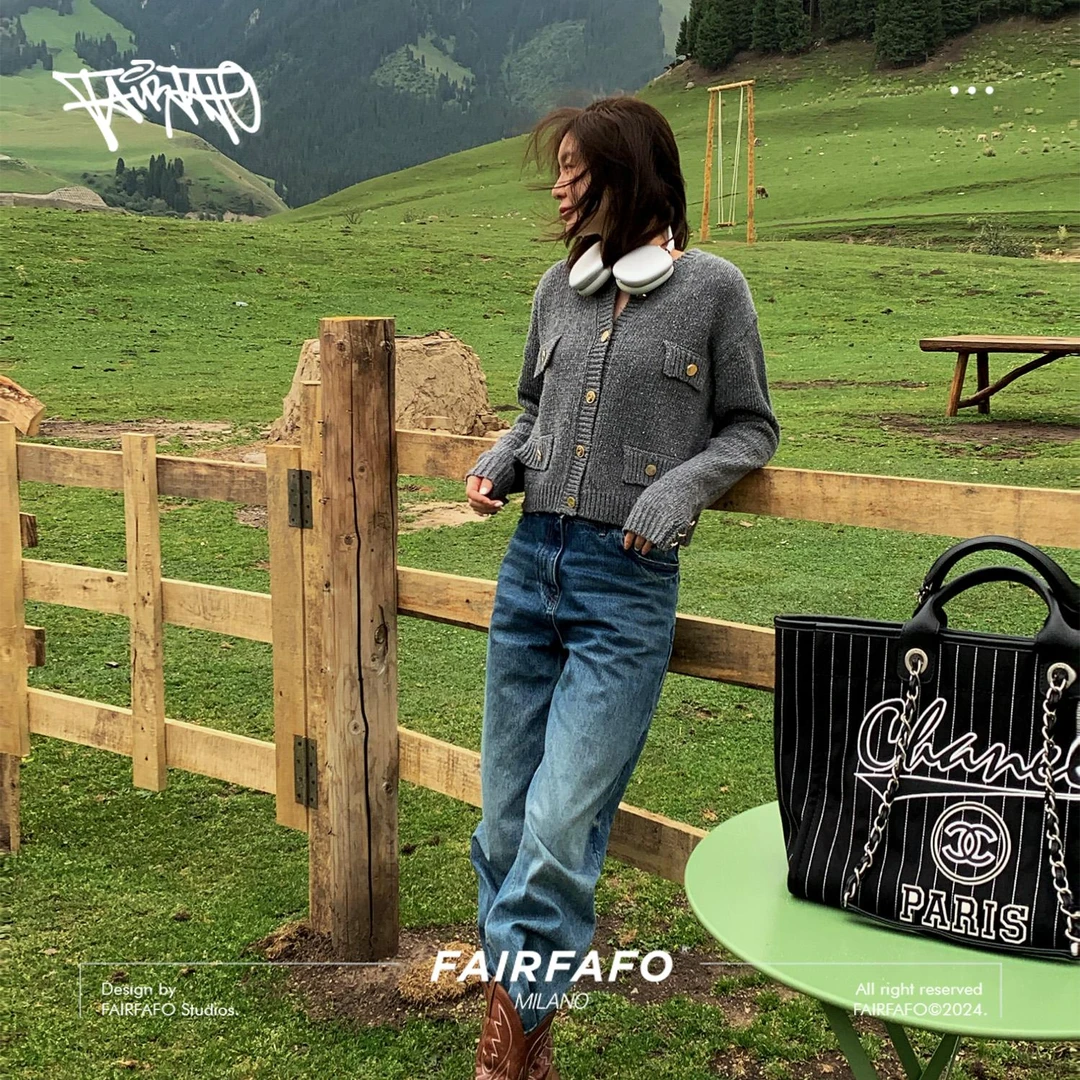 FAIRFAFO林肉肉【小香风针织开衫】MK24WT681 时尚显瘦长袖针织开衫