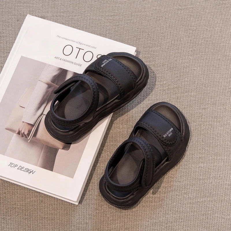 ABC男童运动凉鞋黑色2025夏季新款女童鞋子中大童软底夏款宝宝鞋