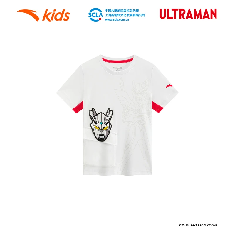 安踏儿童男小童针织短袖衫2025夏季新款透气儿童纯棉圆领短袖9109