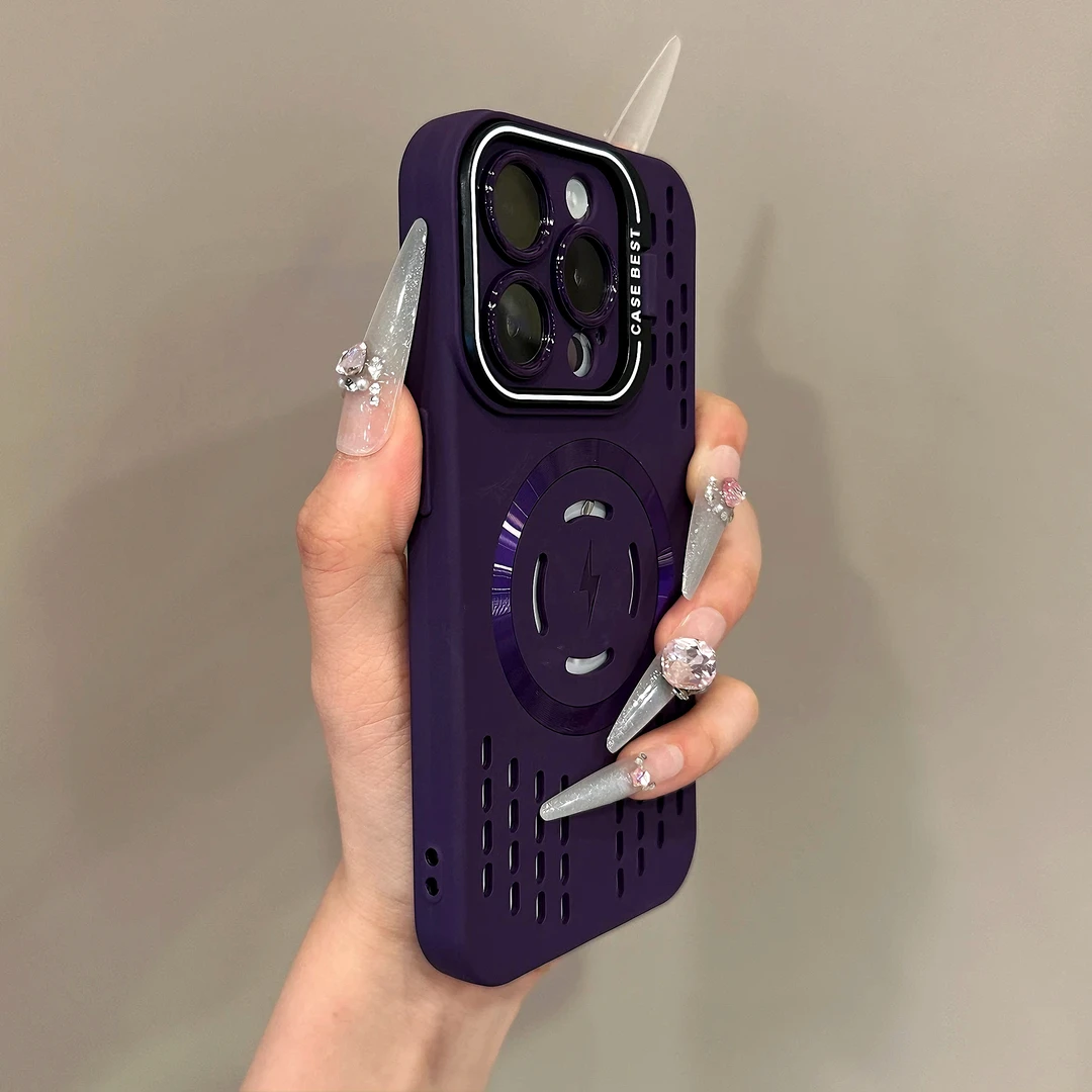 雅天立暗夜紫镜头支架适用iPhone16手机壳15promax14镂空散热1312