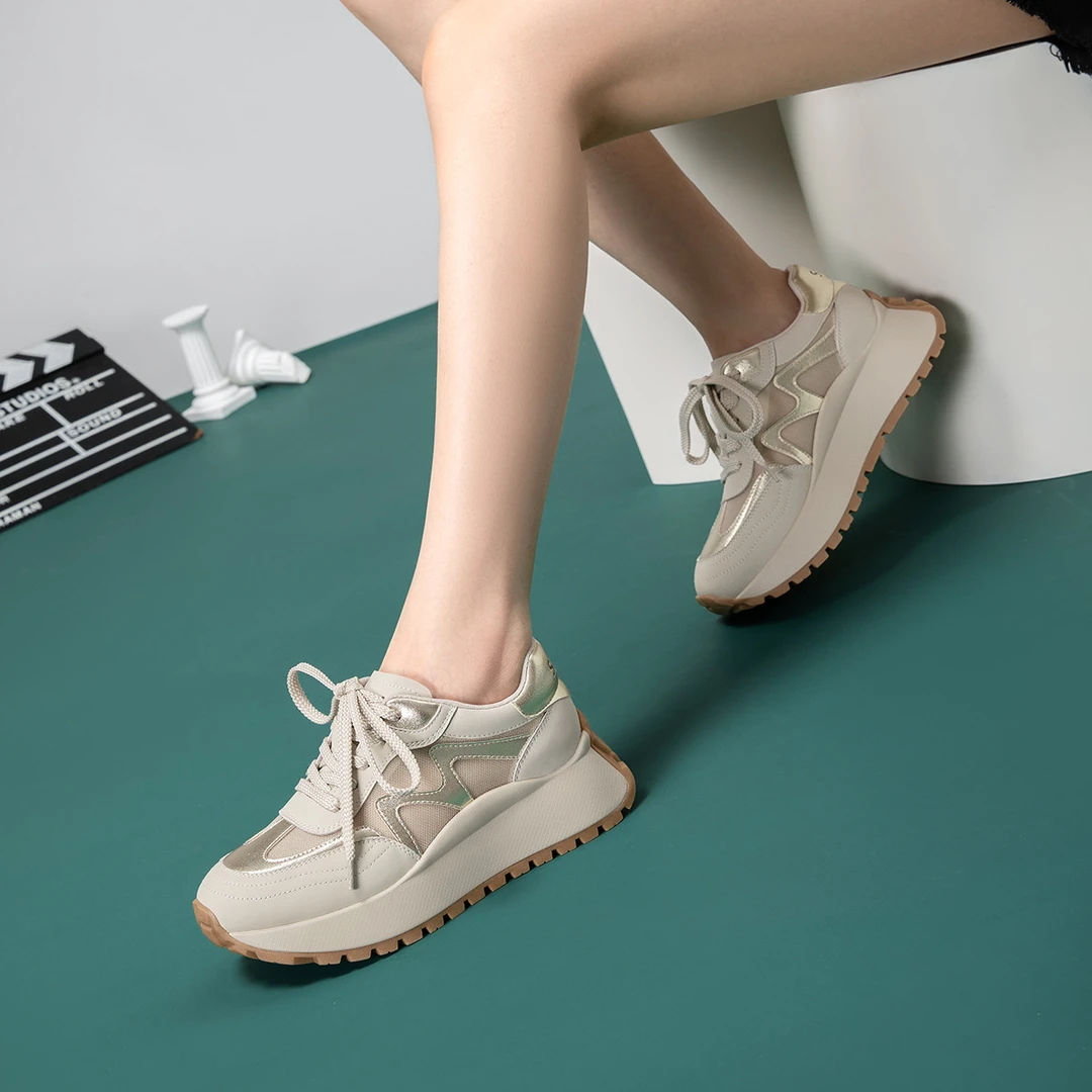 沙驰 复古休闲鞋时尚厚底休闲运动鞋透气百搭跑步鞋休闲女鞋