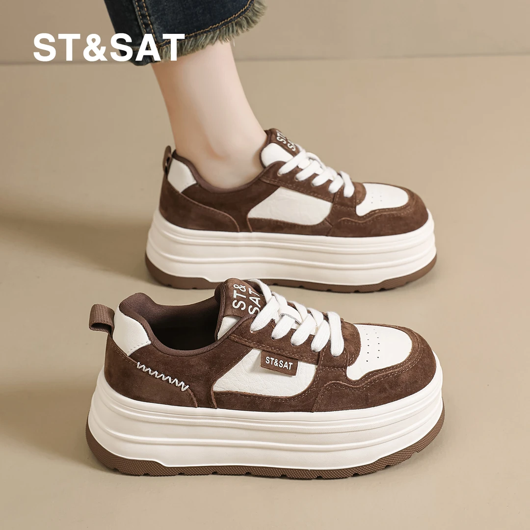 星期六韩版厚底百搭休闲女鞋2025秋季新款小个子增高显腿长小白鞋