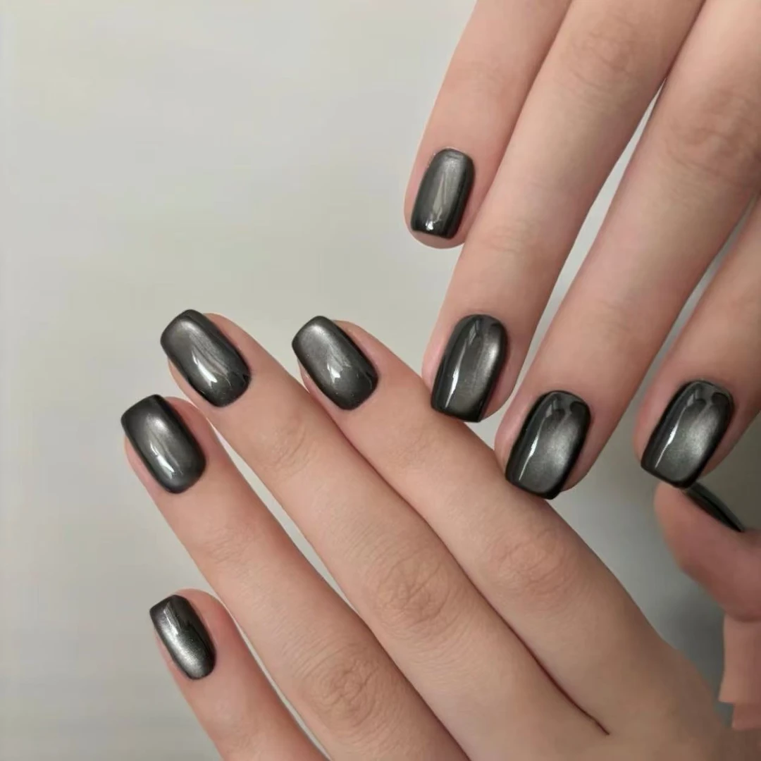 【MEET】新款手工猫眼黑曜石穿戴甲高级感温柔气质秋冬显白美甲甲片