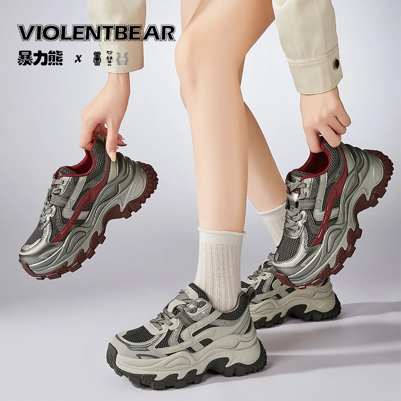 Violentbear/暴力熊厚底老爹鞋女2025秋季新款增高休闲鞋 9118