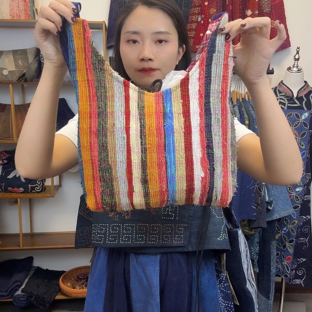 无填充物棉妤然服饰土布裂织锦斜挎包