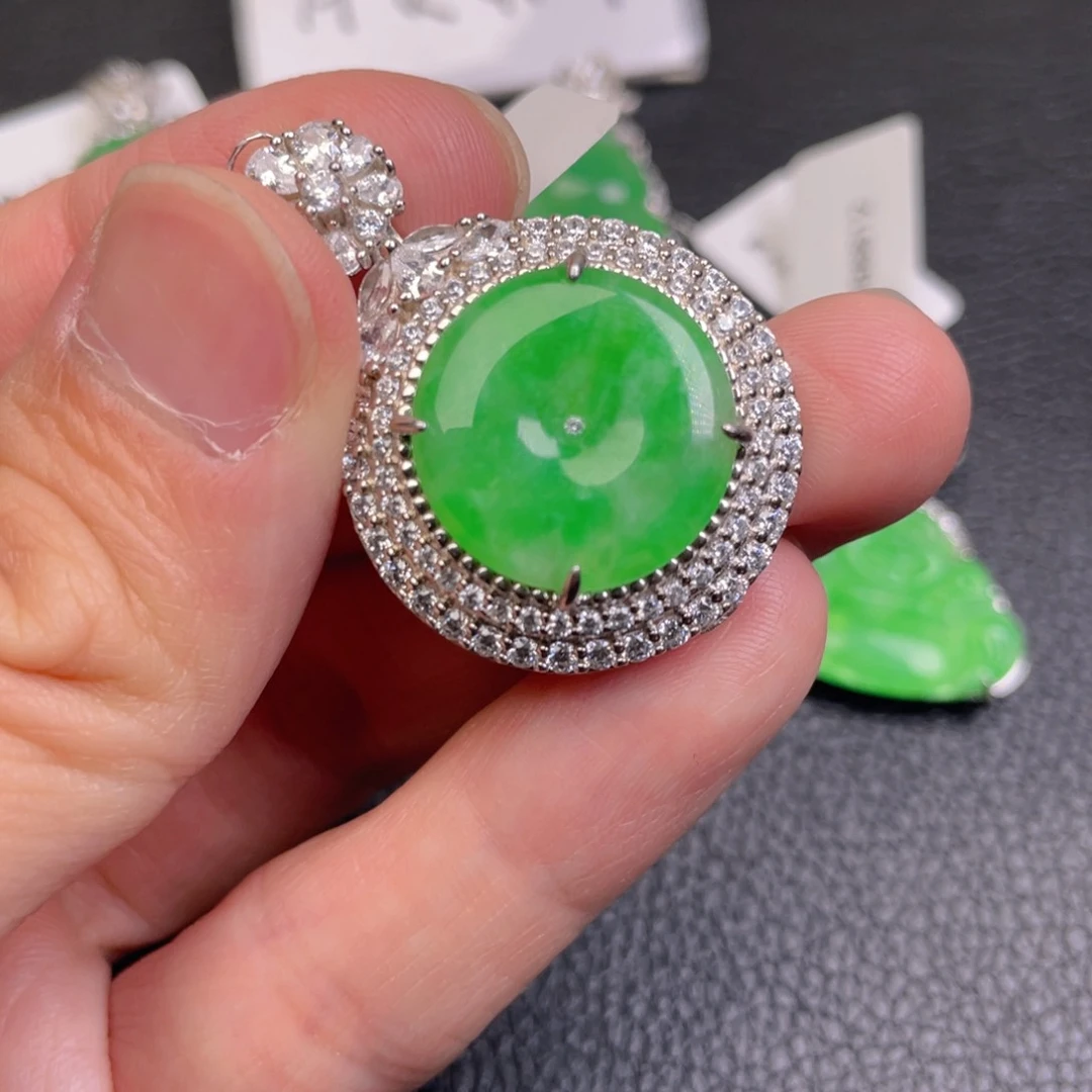 翡翠银S925镶嵌吊坠(不含链)