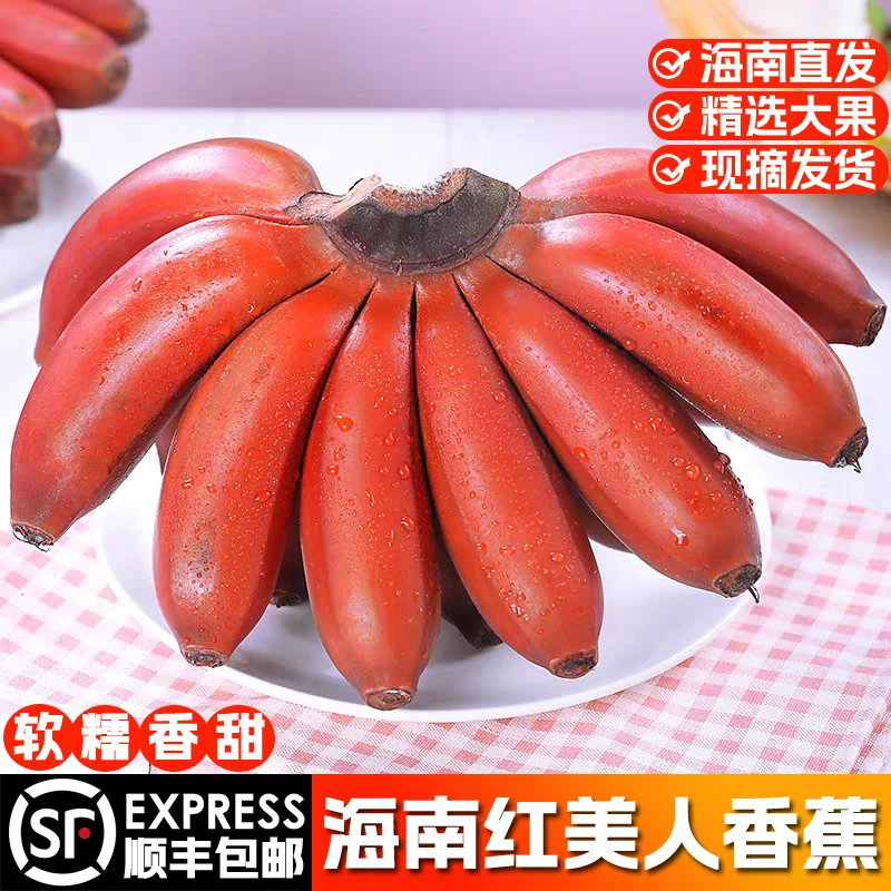 海南红美人香蕉热带当季新鲜水果软糯香甜红皮咖啡蕉现摘顺丰包邮