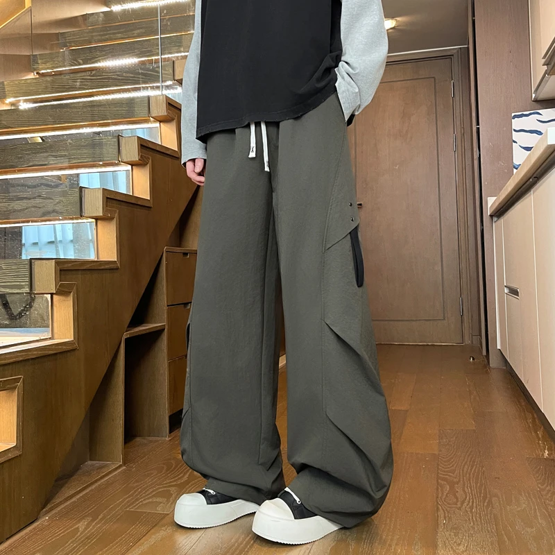 美式潮牌休闲裤男士宽松直筒工装裤男款阔腿长裤子春秋季新款男裤