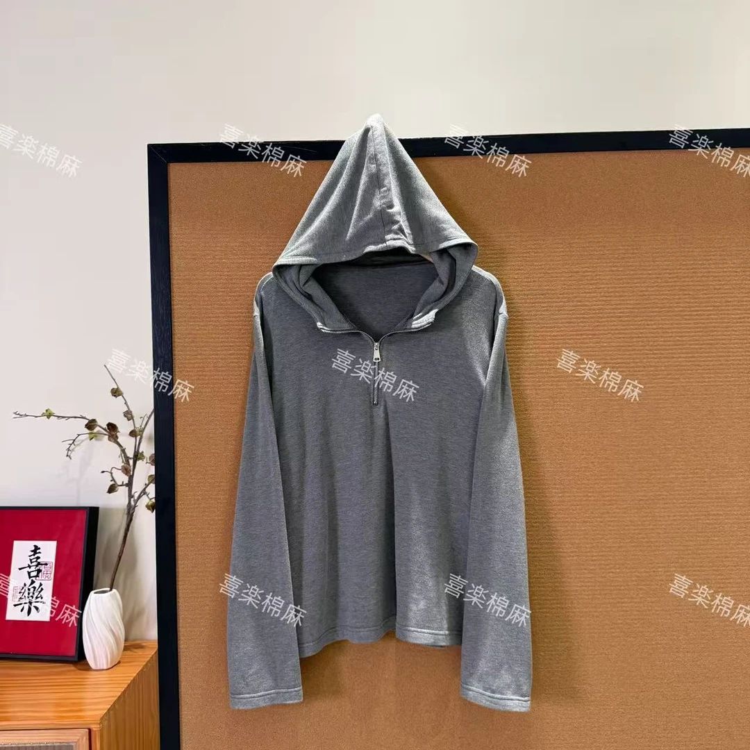 喜樂  2025连帽纯色半拉链套头卫衣秋季新款百搭休闲时尚简约女士