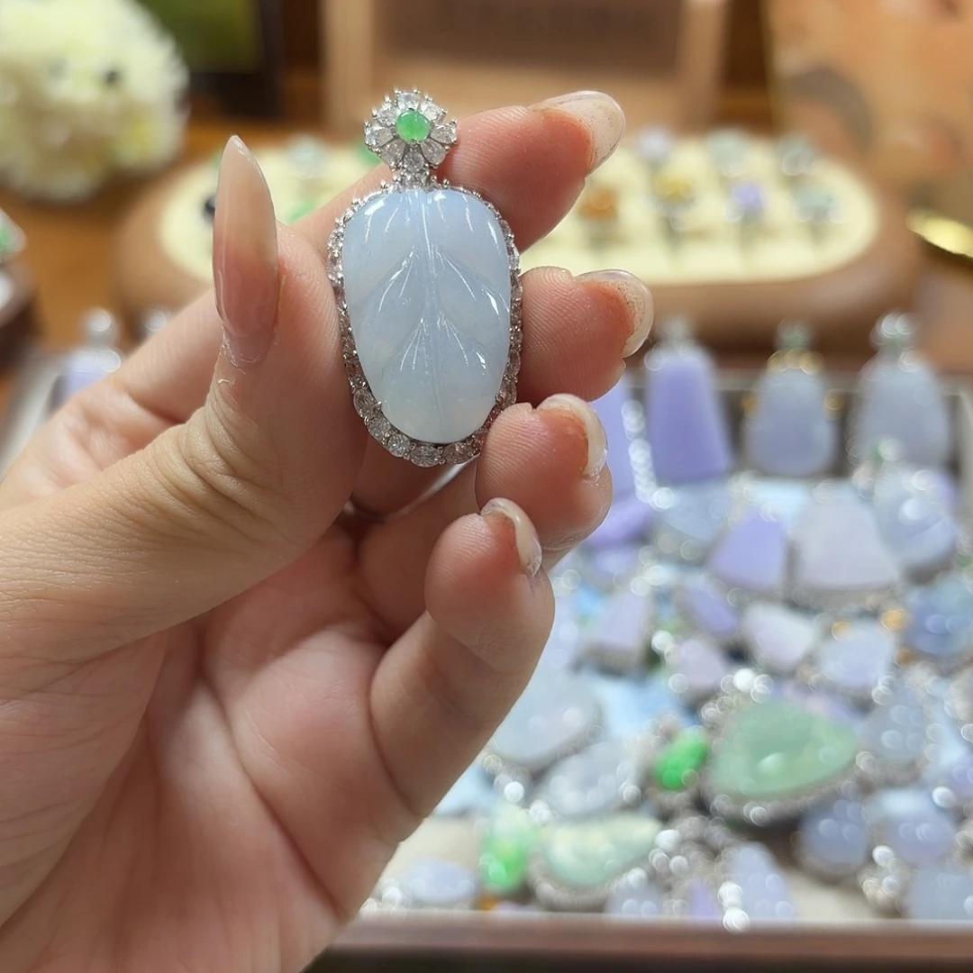 翡翠银S925镶嵌吊坠(不含链)