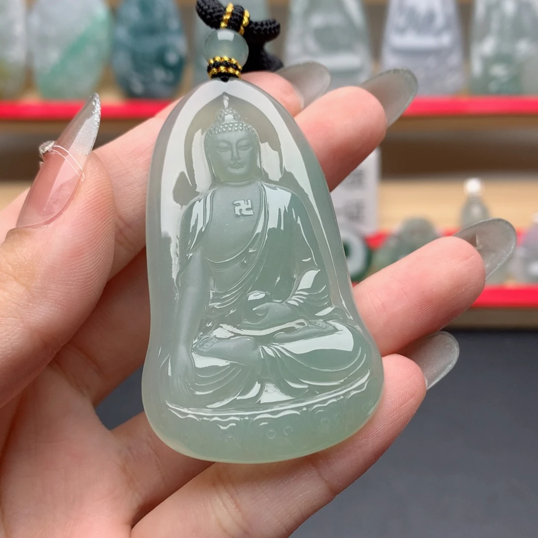 石***影翡翠未镶嵌颈饰阿弥陀佛