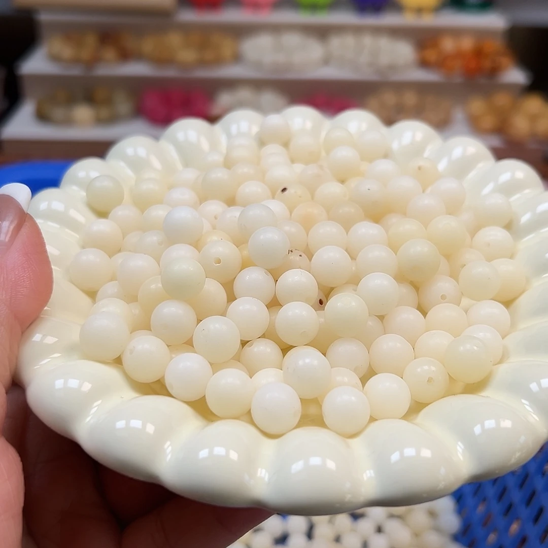 手串菩提根/象牙果微瑕卡10奶白圆1000颗