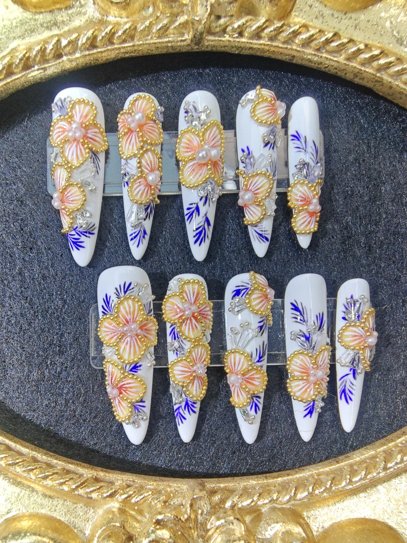 纯手工穿戴甲设计师刺绣款尽显独特风格国风款式气质中国风