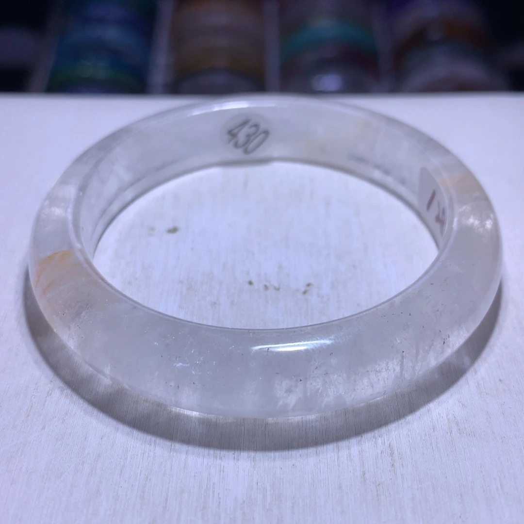 水晶手镯银S925镶嵌白幽灵53.1圈430