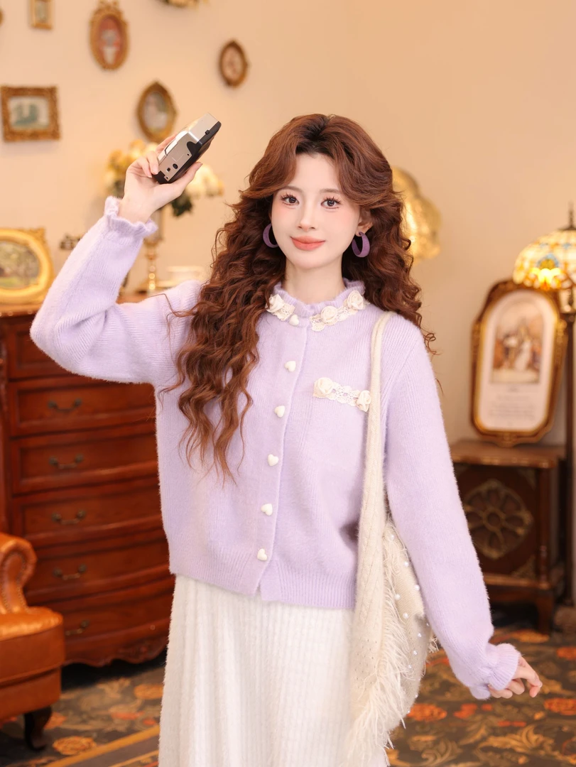 温舒敏【雪域春暖】港风复古针织宽松百搭针织条纹毛衣MO6347443