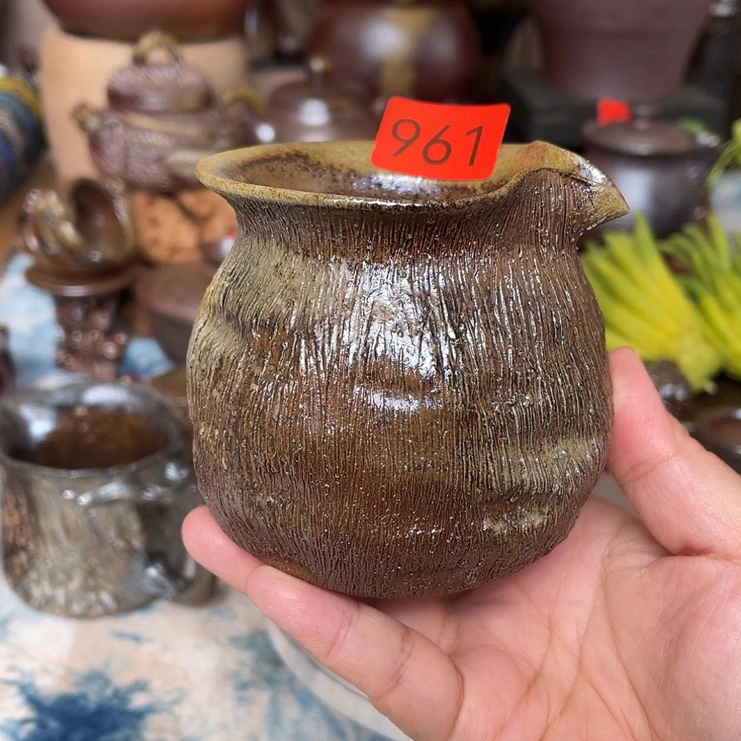 柴烧手作树纹公道杯分茶杯