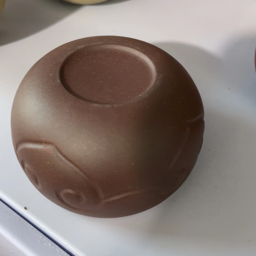 紫砂茶杯老红泥如意杯气