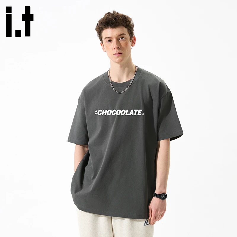 i.t:CHOCOOLATE2025新款纯棉短袖t恤男夏季潮牌重磅宽松圆领上衣