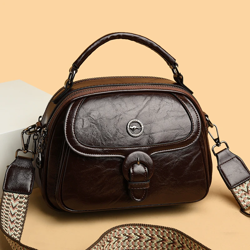 单肩包学院风拉链暗袋单肩休闲韩版妈妈包百搭多功能中年女士包包