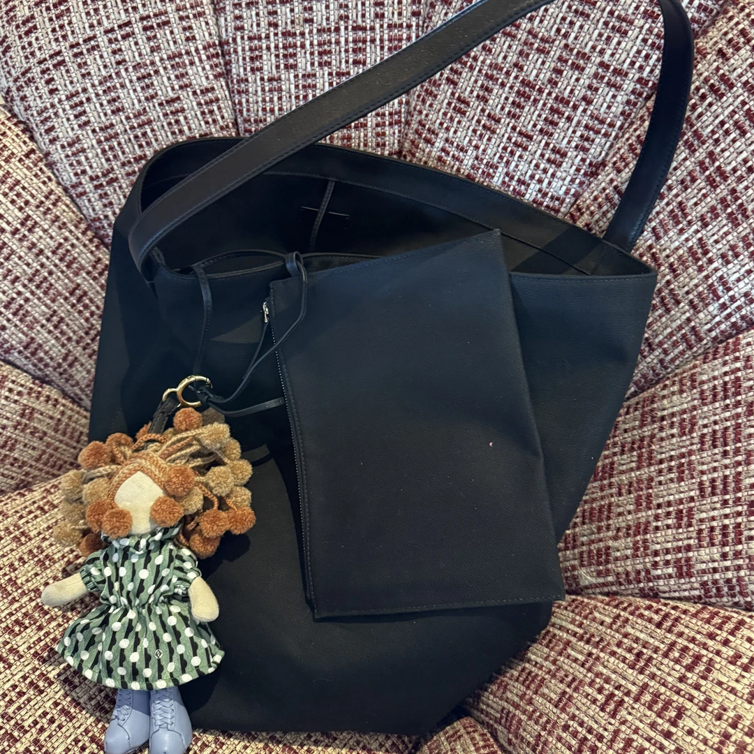 COCOLINDA| 头层牛皮复古经典帆布‘子母包’手提包水桶包B5391