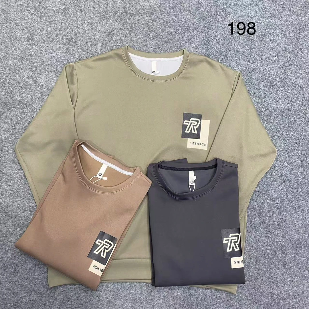 加肥加大时尚印花简约款春季男士弹力圆领休闲卫衣198潮流百搭