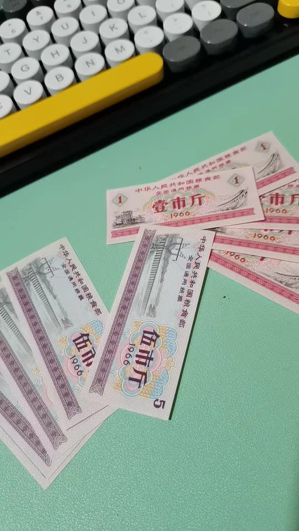 66年全国粮票 五斤 一斤各5张 共10张 全新品相