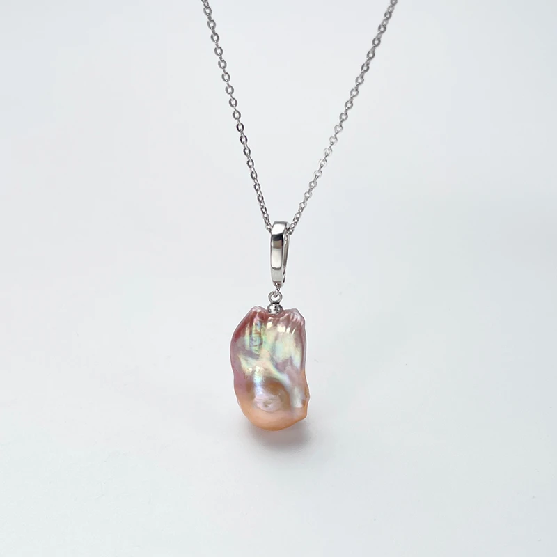 mmmm/金魅淡水巴洛克有核12-13mm珍珠吊坠个性气质设计坠链项链