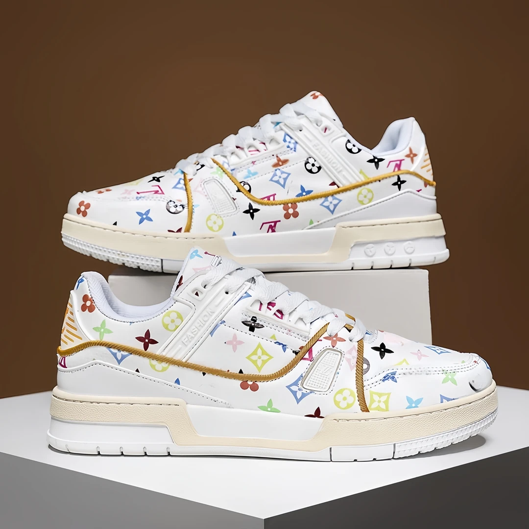 三彩系列轻奢鞋子真皮情侣休闲板鞋低帮国潮时尚百搭潮流透气板鞋