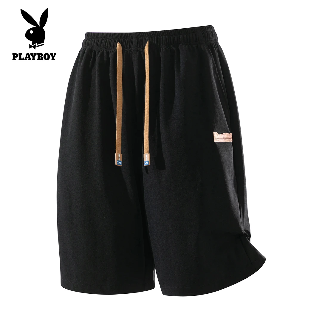 花花公子冰丝运动短裤男款2025夏季新款潮牌宽松美式休闲五分裤子