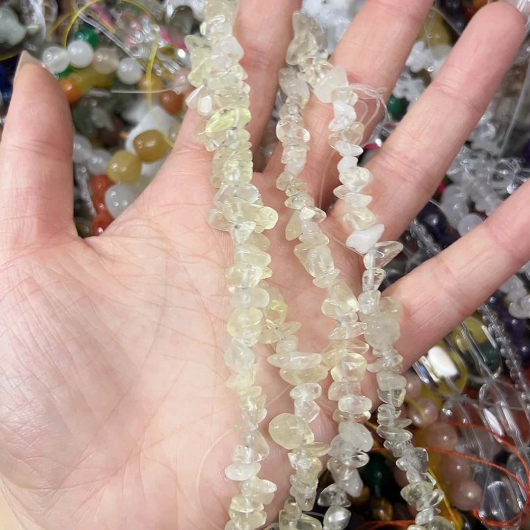 玛瑙/玉髓未镶嵌珠宝半成品，柠檬黄水晶碎石多圈